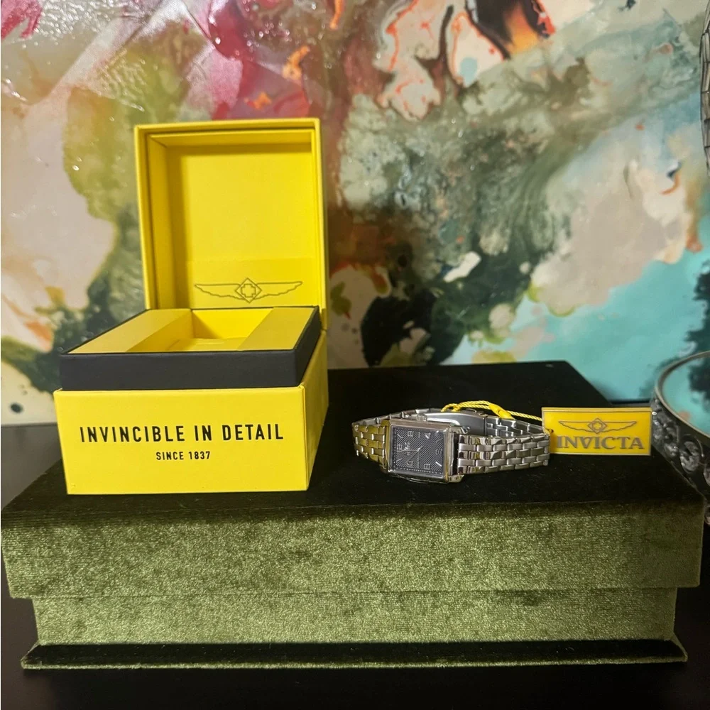 Invicta Silver Watch with Black Dial